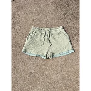 New In Green Cotton Pull On Shorts‎ Sz Small Relaxed Sporty Athletic Minimalist